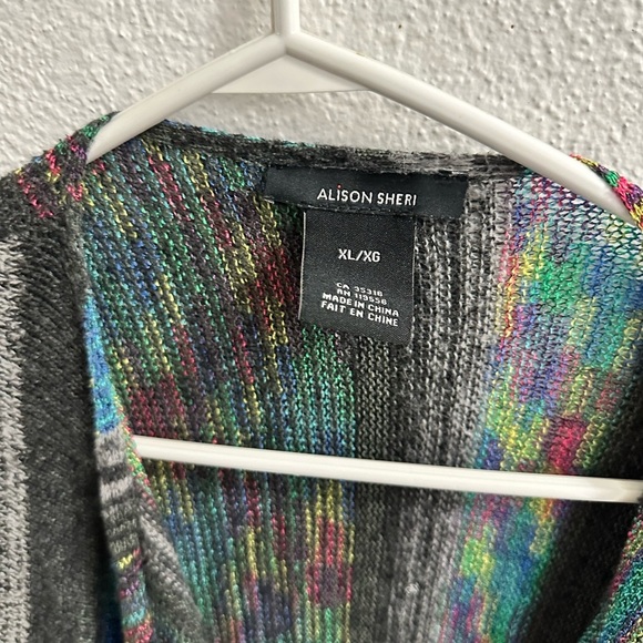 Alison Sheri rainbow black and grey wrap around cardigan size XL - Picture 6 of 8